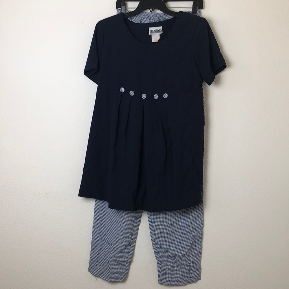 Navy Blue and Plaid Maternity Set by Good Times